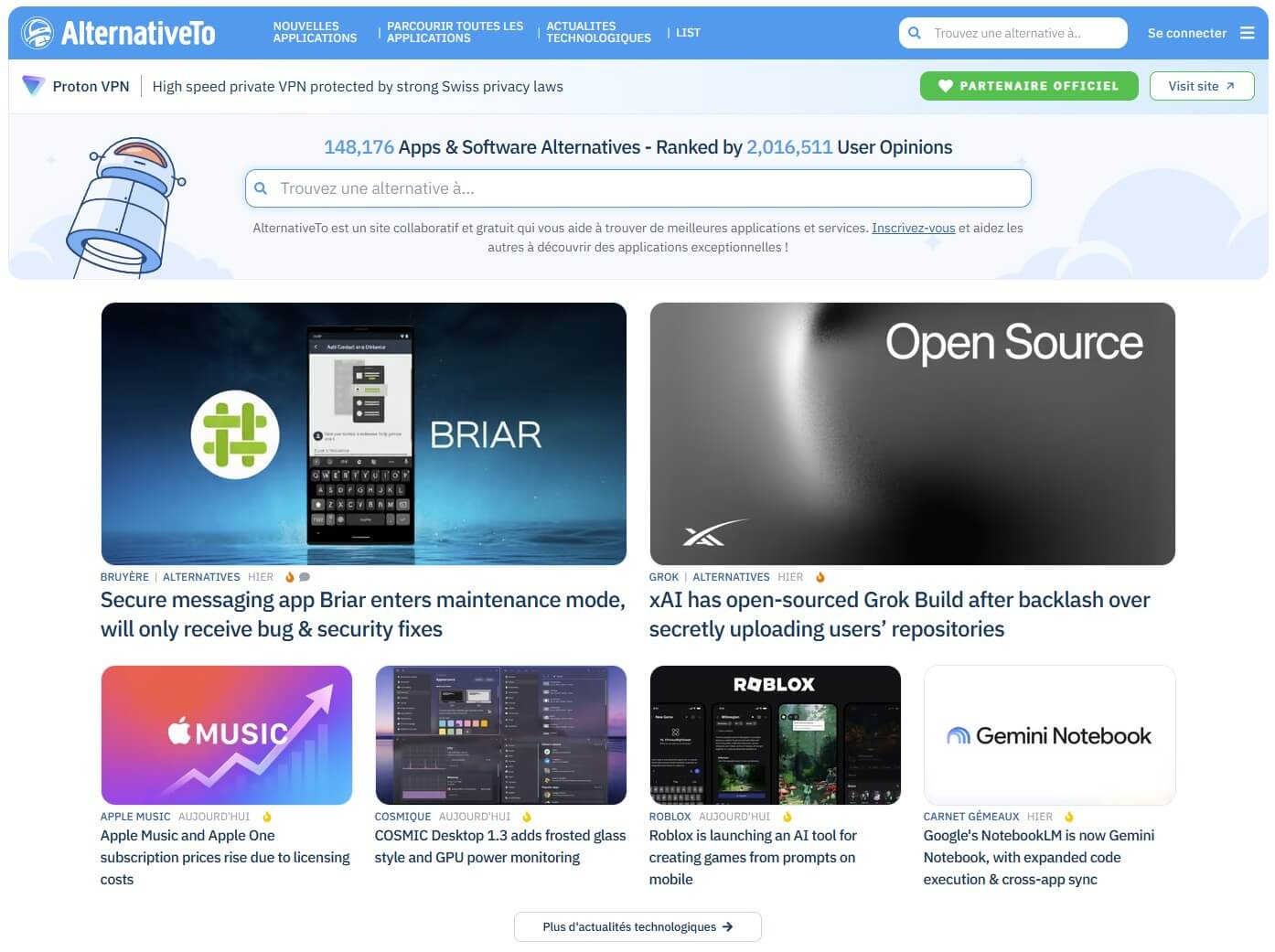 Trouver les meilleurs logiciels Linux et leurs alternatives (avec AlternativeTo) #7 1 Logiciels Linux avec AlternativeTo