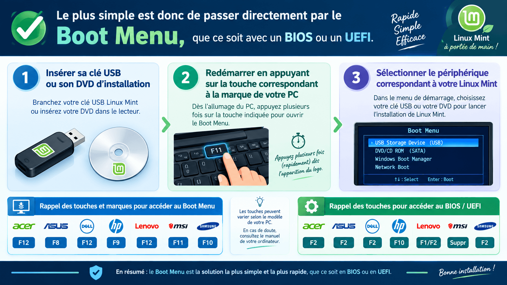 Installer Linux Mint Comme Un Pro : le guide complet pour débutants, étape par étape #14 11 Boot Menu Guide Linux Mint
