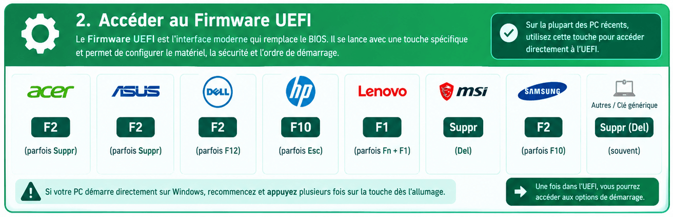Installer Linux Mint Comme Un Pro : le guide complet pour débutants, étape par étape #14 10 Installer Linux Mint - Accéder au Firmware UEFI